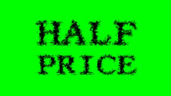 Половина Цена Дыма Текстовый Эффект Зеленый Изолированный Фон Анимированный Текстовый — стоковое фото