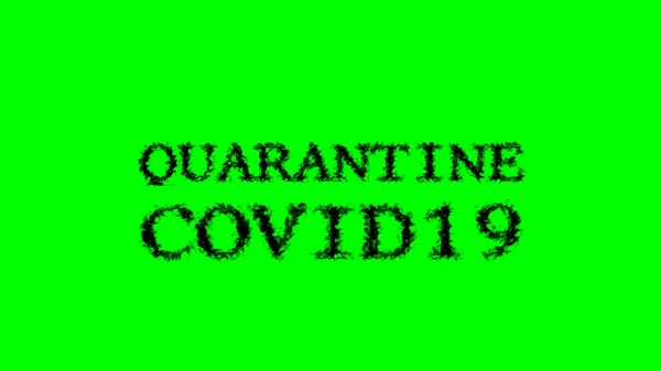 Carantină Covid19 Efect Text Fum Fundal Verde Izolat Efect Text — Fotografie, imagine de stoc