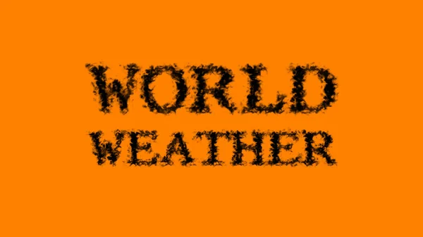 World Weather Smoke Text Effect Orange Isolated Background Animated Text — Stock Photo, Image
