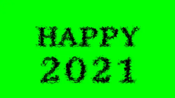 Feliz 2021 Fumaça Efeito Texto Verde Fundo Isolado Efeito Texto — Fotografia de Stock