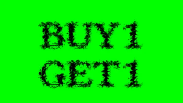 Buy1 Get1 Kouřový Efekt Textu Zelené Izolované Pozadí Animovaný Textový — Stock fotografie