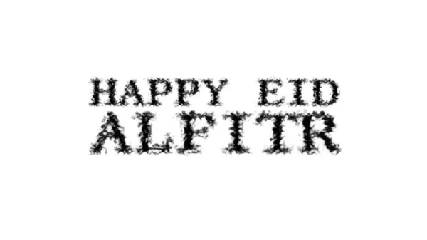 Happy Eid Alfitr Rook Tekst Effect Wit Geïsoleerde Achtergrond Geanimeerd — Stockfoto