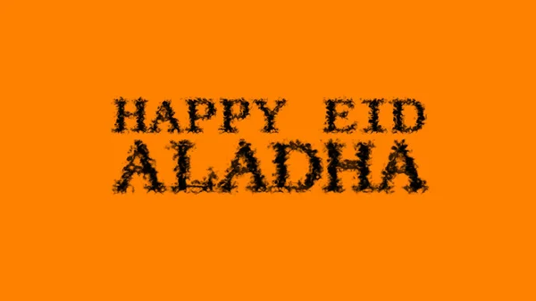 Happy Eid Aladha Fum Efect Text Portocaliu Izolat Fundal Efect — Fotografie, imagine de stoc