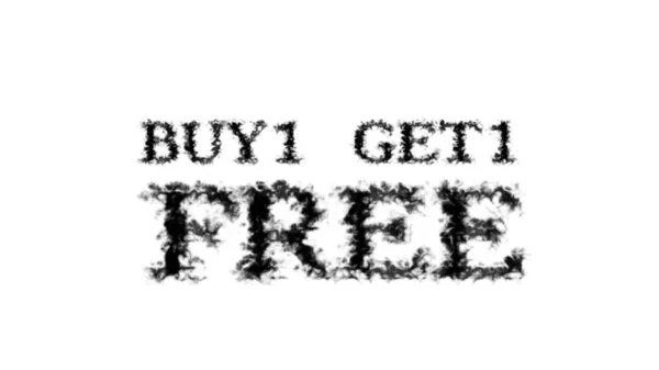 Buy1 Get1 Volný Kouřový Efekt Textu Bílé Izolované Pozadí Animovaný — Stock fotografie