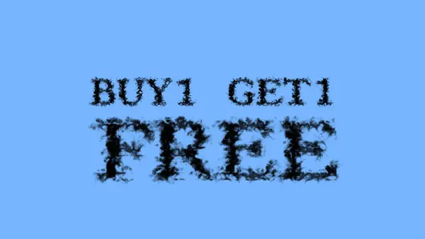 Buy1 Get1 Free Smoke Text Effect Sky Isolated Background Animated — Stock Photo, Image