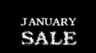 Ocak ayındaki indirimli metin efekti siyah izole arka plan. Yüksek görsel etkiyle canlandırılmış metin efekti. harf ve metin efekti.