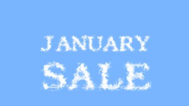 Ocak ayı indirimli bulut etkisi gökyüzü izole edilmiş arka plan. Yüksek görsel etkiyle canlandırılmış metin efekti. harf ve metin efekti.