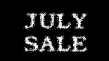 Temmuz Satış Bulutu metin efekti siyah izole arkaplan. Yüksek görsel etkiyle canlandırılmış metin efekti. harf ve metin efekti.