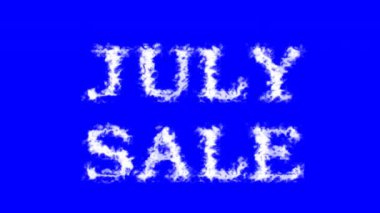 Temmuz indirimi bulut etkisi mavi izole arkaplan. Yüksek görsel etkiyle canlandırılmış metin efekti. harf ve metin efekti.