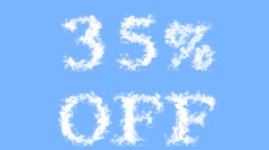 % 35 kapalı metin efekti gökyüzü izole arka plan. Yüksek görsel etkiyle canlandırılmış metin efekti. harf ve metin efekti.