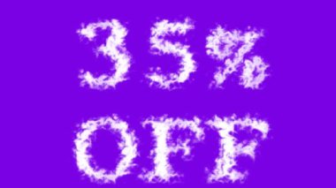 Bulutların% 35 'i kapalı mesaj efekti menekşe izole arka plan. Yüksek görsel etkiyle canlandırılmış metin efekti. harf ve metin efekti.