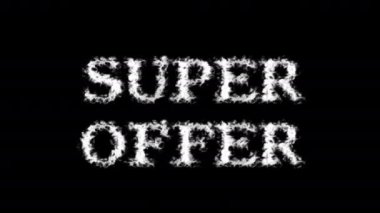 Süper Teklif Bulut metin efekti siyah izole arkaplan. Yüksek görsel etkiyle canlandırılmış metin efekti. harf ve metin efekti.