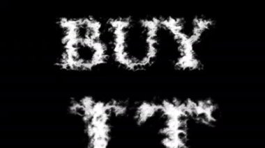 Buy It metin efekti siyah izole arkaplan. Yüksek görsel etkiyle canlandırılmış metin efekti. harf ve metin efekti.