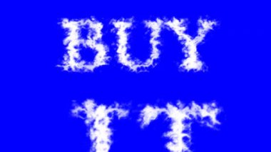 Buy It metin efekti mavi izole arkaplan. Yüksek görsel etkiyle canlandırılmış metin efekti. harf ve metin efekti.
