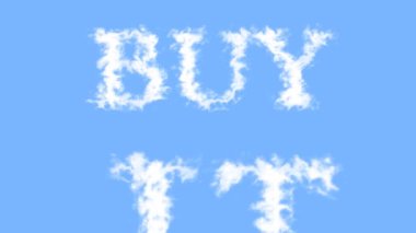 Buy It metin efekti gökyüzü izole arka plan. Yüksek görsel etkiyle canlandırılmış metin efekti. harf ve metin efekti.