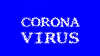 Corona Virüsü bulut etkisi mavi izole arkaplan. Yüksek görsel etkiyle canlandırılmış metin efekti. harf ve metin efekti.