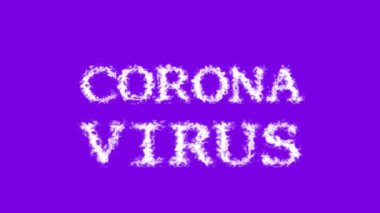 Corona Virüsü bulut etkisi menekşe yalıtılmış arka plan. Yüksek görsel etkiyle canlandırılmış metin efekti. harf ve metin efekti.