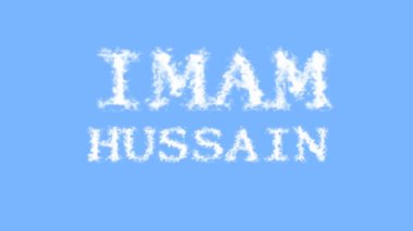 İmam Hüseyin bulut etkisi gökyüzü izole arkaplan. Yüksek görsel etkiyle canlandırılmış metin efekti. harf ve metin efekti.