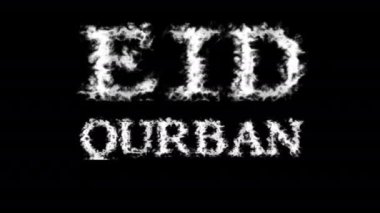 Qurban Bulut Metin Efekti siyah izole arkaplan. Yüksek görsel etkiyle canlandırılmış metin efekti. harf ve metin efekti.