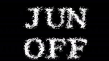 Jun Off mesaj efekti siyah izole arkaplan. Yüksek görsel etkiyle canlandırılmış metin efekti. harf ve metin efekti.