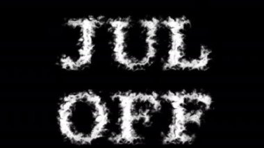 Jul Off metin efekti siyah izole arkaplan. Yüksek görsel etkiyle canlandırılmış metin efekti. harf ve metin efekti.