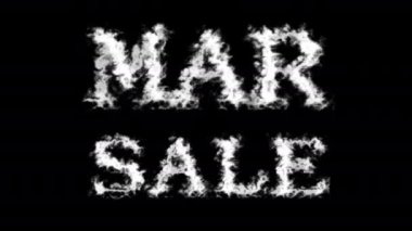 Mar-Sale bulut metin efekti siyah yalıtılmış arka plan. Yüksek görsel etkiyle canlandırılmış metin efekti. harf ve metin efekti.