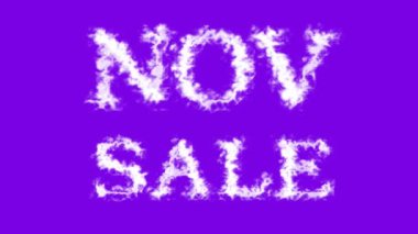 Nov Satış Bulut etkisi menekşe izole arka plan. Yüksek görsel etkiyle canlandırılmış metin efekti. harf ve metin efekti.