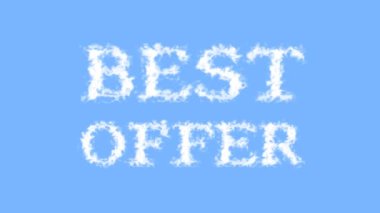 En iyi teklif bulutlu metin efekti gökyüzü izole arka plan. Yüksek görsel etkiyle canlandırılmış metin efekti. harf ve metin efekti.