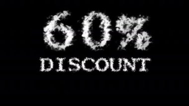 % 60 indirimli bulut etkisi siyah izole arkaplan. Yüksek görsel etkiyle canlandırılmış metin efekti. harf ve metin efekti.