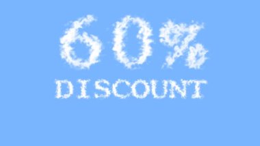 % 60 indirimli bulut etkisi gökyüzü izole arka plan. Yüksek görsel etkiyle canlandırılmış metin efekti. harf ve metin efekti.