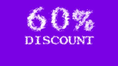 % 60 indirimli bulut etkisi menekşe izole arkaplan. Yüksek görsel etkiyle canlandırılmış metin efekti. harf ve metin efekti.