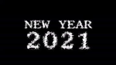 Yeni yıl 2021 bulut etkisi siyah yalıtılmış arka plan. Yüksek görsel etkiyle canlandırılmış metin efekti. harf ve metin efekti.