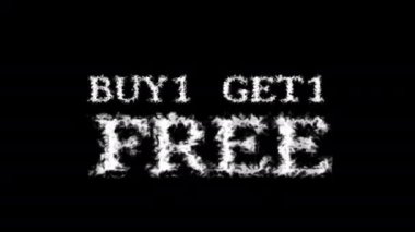 Buy1 Get1 Özgür Metin Efekti siyah izole arkaplan. Yüksek görsel etkiyle canlandırılmış metin efekti. harf ve metin efekti.
