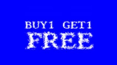 Buy1 Get1 Özgür Metin Efekti mavi izole arkaplan. Yüksek görsel etkiyle canlandırılmış metin efekti. harf ve metin efekti.