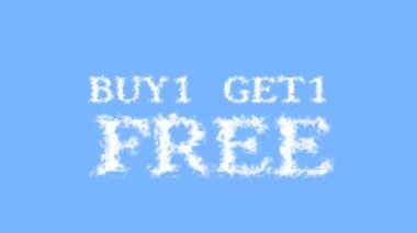 Buy1 Get1 Boş Metin Efekti gökyüzü izole arkaplan. Yüksek görsel etkiyle canlandırılmış metin efekti. harf ve metin efekti.