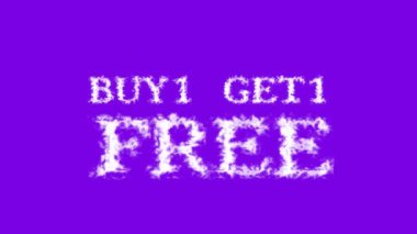 Buy1 Get1 Özgür Bulut metni efekti menekşe izole arkaplan. Yüksek görsel etkiyle canlandırılmış metin efekti. harf ve metin efekti.