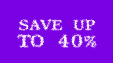 % 40 'a kadar bulutlu metin efekti kaydet menekşe izole arkaplan. Yüksek görsel etkiyle canlandırılmış metin efekti. harf ve metin efekti.