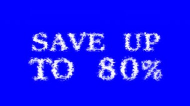 % 80 'e kadar bulutlu metin efekti kaydet mavi izole arkaplan. Yüksek görsel etkiyle canlandırılmış metin efekti. harf ve metin efekti.