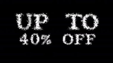 % 40 'a kadar kapalı metin efekti siyah izole arkaplan. Yüksek görsel etkiyle canlandırılmış metin efekti. harf ve metin efekti.