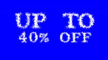 % 40 'a kadar kapalı metin efekti mavi izole arkaplan. Yüksek görsel etkiyle canlandırılmış metin efekti. harf ve metin efekti.