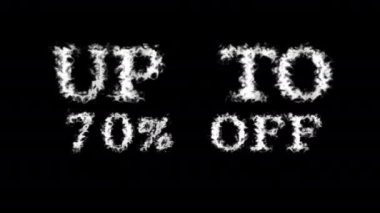 % 70 'e kadar kapalı metin efekti siyah izole arkaplan. Yüksek görsel etkiyle canlandırılmış metin efekti. harf ve metin efekti.
