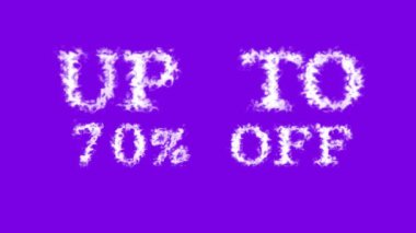 Bulutların% 70 'ine kadar kapalı mesaj efekti menekşe izole arkaplan. Yüksek görsel etkiyle canlandırılmış metin efekti. harf ve metin efekti.