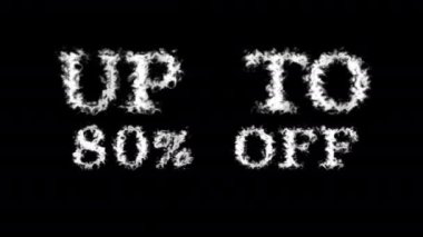 % 80 'e kadar kapalı metin efekti siyah izole arkaplan. Yüksek görsel etkiyle canlandırılmış metin efekti. harf ve metin efekti.