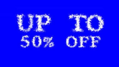 % 50 'ye kadar kapalı metin efekti mavi izole arkaplan. Yüksek görsel etkiyle canlandırılmış metin efekti. harf ve metin efekti.