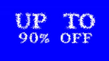 % 90 'a kadar kapalı metin efekti mavi izole arkaplan. Yüksek görsel etkiyle canlandırılmış metin efekti. harf ve metin efekti.