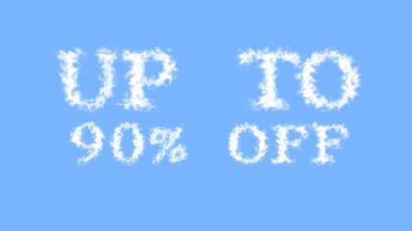 % 90 'a kadar kapalı mesaj efekti gökyüzü izole arkaplan. Yüksek görsel etkiyle canlandırılmış metin efekti. harf ve metin efekti.