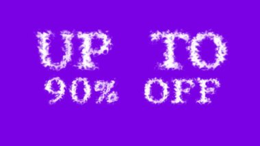 Bulutların% 90 'ına kadar kapalı mesaj efekti menekşe izole arkaplan. Yüksek görsel etkiyle canlandırılmış metin efekti. harf ve metin efekti.