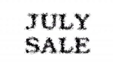 Temmuz ayı duman efekti beyaz izole arka plan. Yüksek görsel etkiyle canlandırılmış metin efekti. harf ve metin efekti.