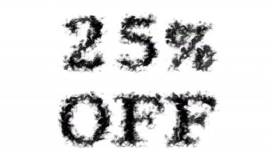 % 25 kapalı duman etkisi beyaz izole arka plan. Yüksek görsel etkiyle canlandırılmış metin efekti. harf ve metin efekti.