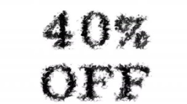 Duman efekti% 40 indirimli beyaz arka plan. Yüksek görsel etkiyle canlandırılmış metin efekti. harf ve metin efekti.